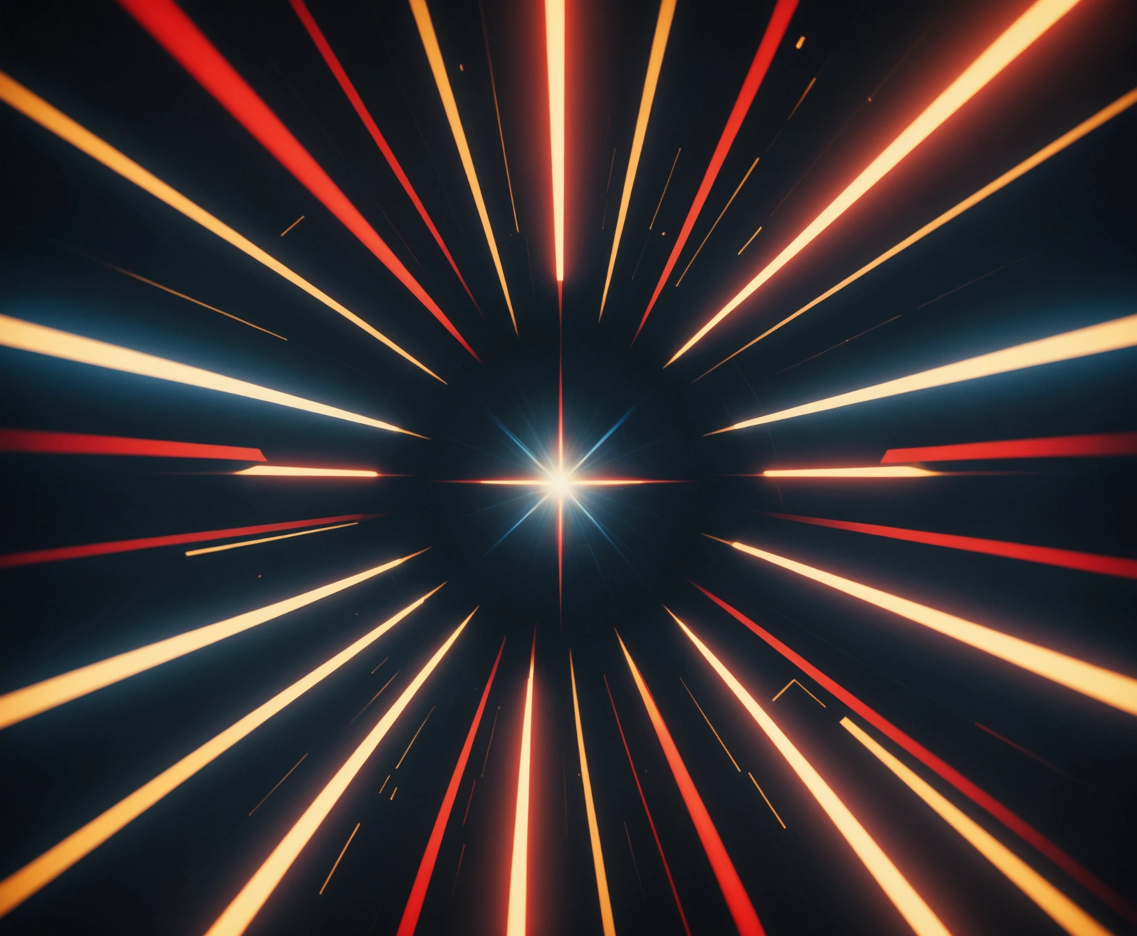 Glowing geometric shapes converging into a bright center