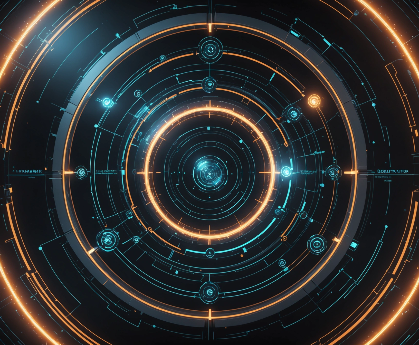 Futuristic process flow visual with glowing pathways and abstract icons