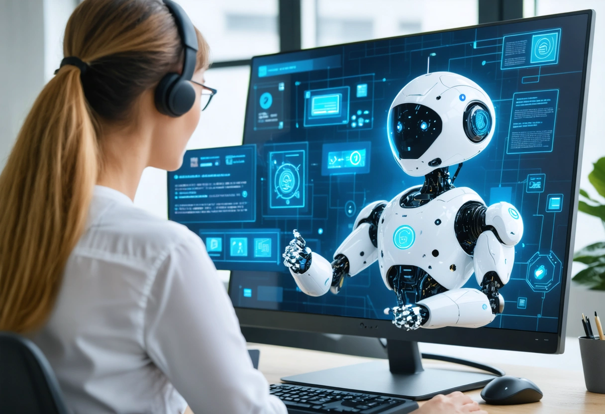 Diverse team brainstorming with AI-generated marketing charts.